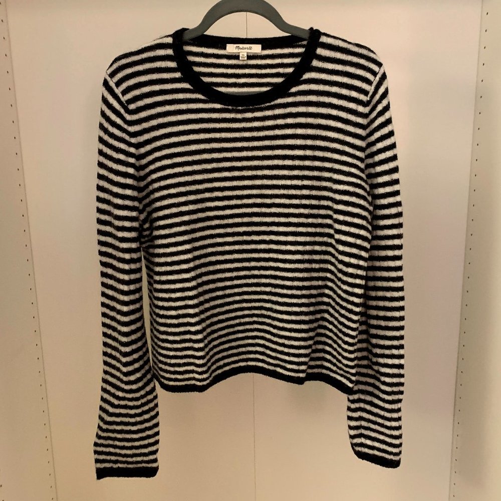 Madewell B&W Stripe Wool Blend Sweater